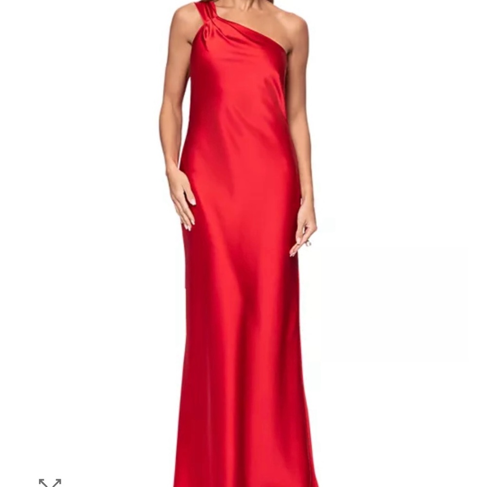 Aqua Vibrant Red One-Shoulder Dress